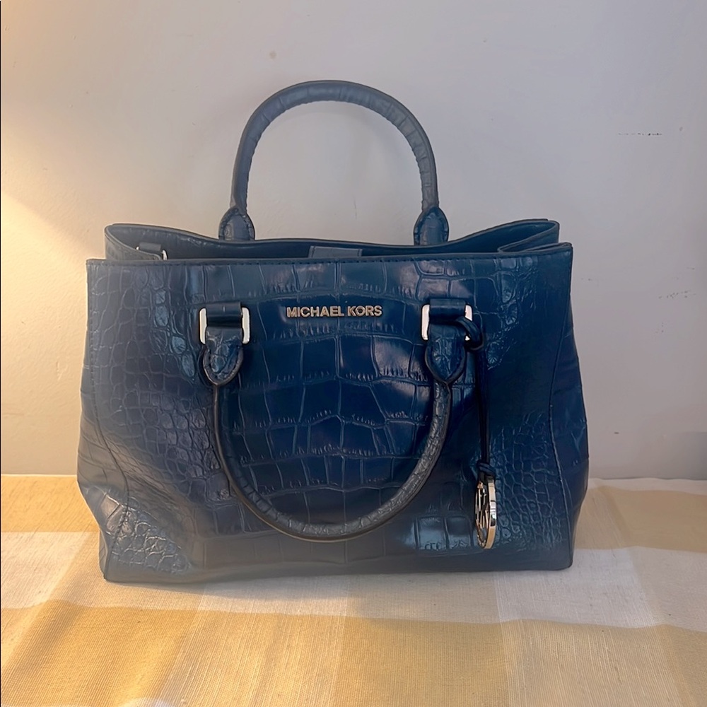 Michael Kors Blue Satchel Sophisticated Structured Design